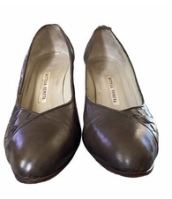 Bottega Veneta Vintage Brown Intrecciato Woven Leather Pumps Heels Size 36.5 B