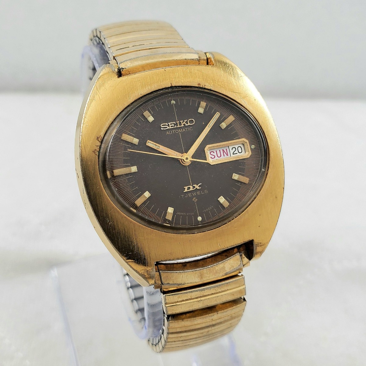 RARE VINTAGE 1970'S SEIKO DX 6106-5439 OVAL AUTOMATIC GOLD TONE