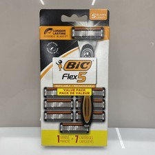 BIC Flex 5 Men's Refillable w 5 Blade Razors, 1 Handle and 7 Cartridges, Durable