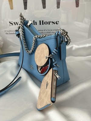 Coach Laurel Small Shoulder Bag Mirror Charm And Pouch CBI06 Pool