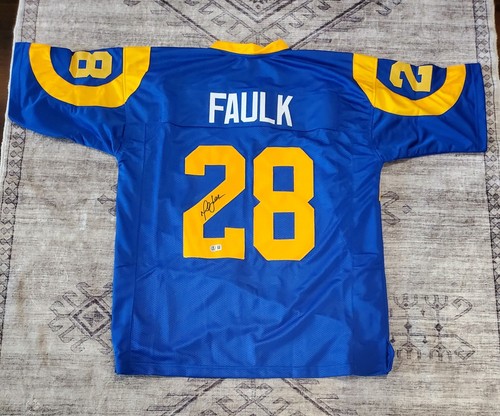 MARSHALL FAULK AUTOGRAPHED SIGNED ST LOUIS RAMS FOOTBALL JERSEY SIZE XL BECKETT