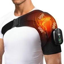 Cordless Shoulder Heating Pad Massager, Heating Vibration Shoulder Wrap Brace,