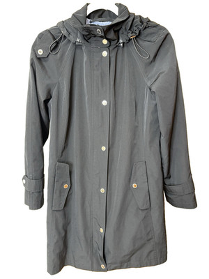 London Fog Hooded Rain Jacket Womens Sz S Pockets Capsule Old Money Year Round