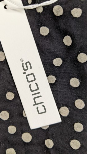 Chico's 100% Pima Cotton Polka Dot Print V-neck Pull Over Tee, Sz Xxl - Picture 4 of 10
