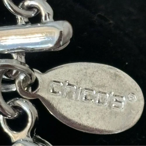 NWOT Chicos silver necklace with beautiful blue green purple crystals image 2