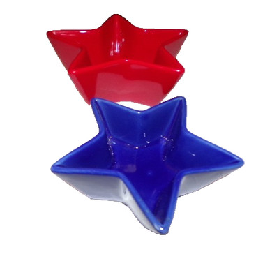 IQ Accessories Star Shaped Trinket Candy Dish red & blue 4'' & 6'' set Ceramic KS1
