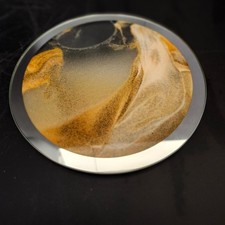 Round Sand Art Picture Orange Liquid Motion Desk Decor Kinetic Sand