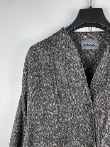 OSKA Avant Garde Wool Gray Oversized Button Blazer Jacket Size L - Picture 4 of 17