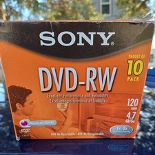 Sony DVD-RW Disc 10- Pack 10DMW47L2 1X - 2X 4.7 GB 120min-Only 9 in box