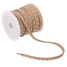 16.4ft Studded Faux Suede Cord Rope for Jewelry Making, Light Brown Silver