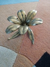 VTG Brass Lotus Lily Flower Ashtray 6 Removable Petals Complete NOS