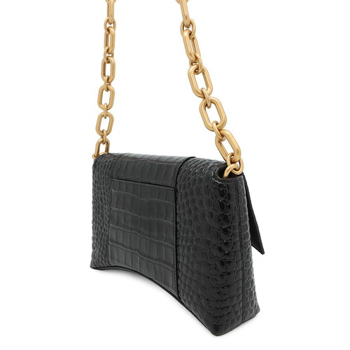 BALENCIAGA Downtown ChainShoulder Bag Size XS Croco embossed leather Black 6... - Picture 2 of 12