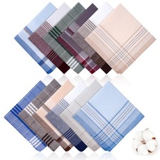 12 Pcs Handkerchiefs for Men, 100 Soft Cotton Hankies with 16x16 In,