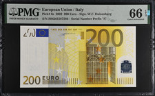 European Union / Italy, P6s,2002, 200 Euro, Sign. Duisenberg, PMG 66EPQ