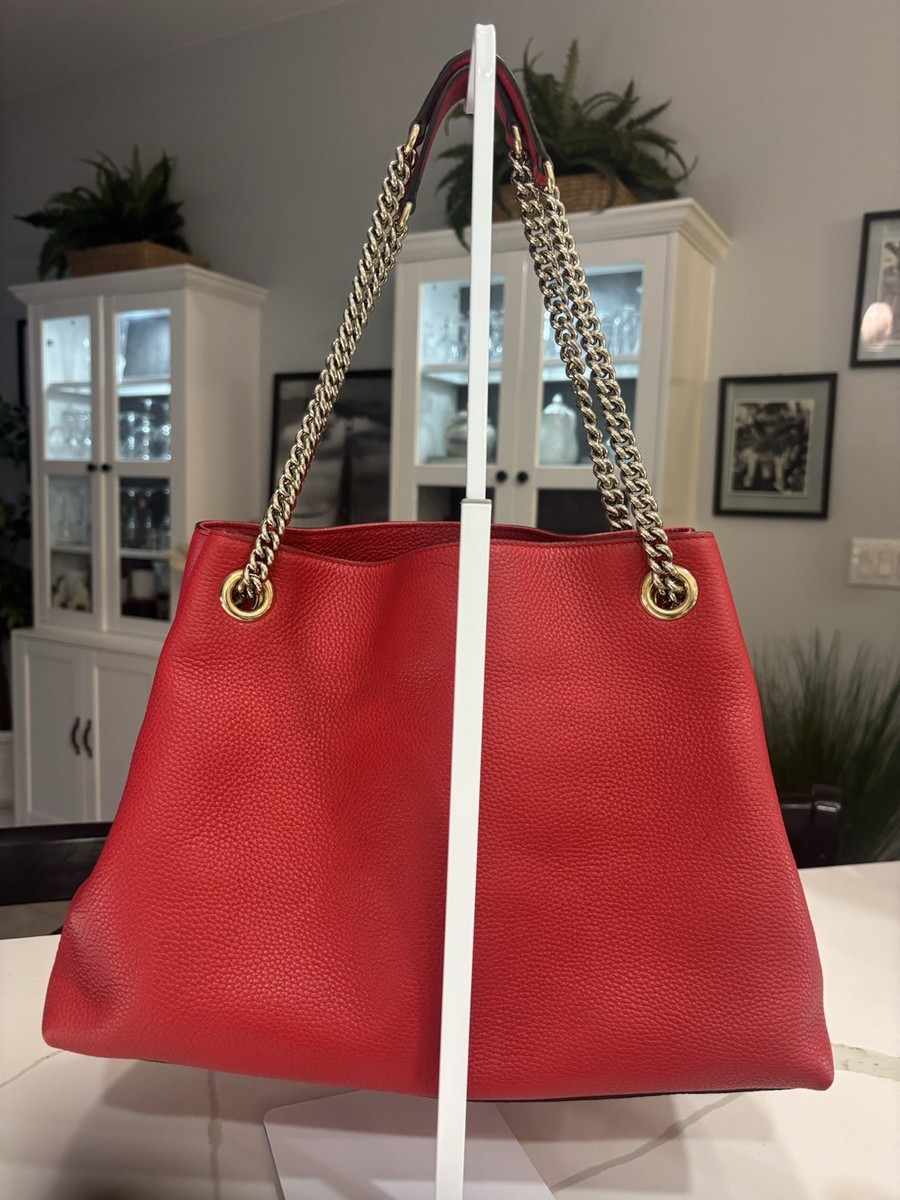 Gucci Soho Shoulder Bag Large Red Leather | eBay