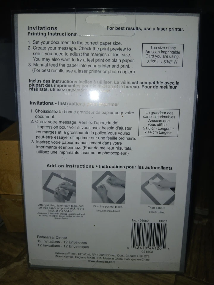 Invitación de cena de ensayo con menú con sobres paquete de 12 bodas Foto 3 de 3