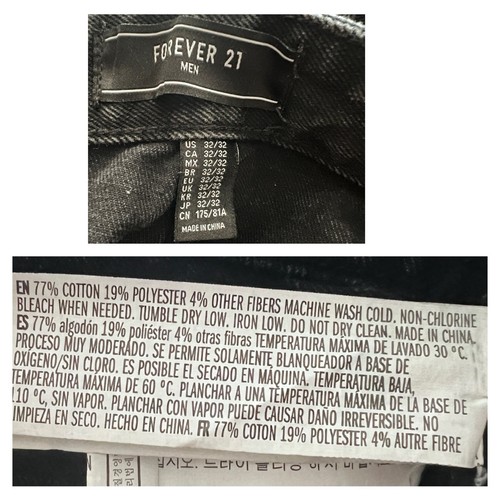 Forever 21 Mens Jeans 32 x 32 Distressed Skinny Denim Ankle Zip LOT/2 Blue Black - Afbeelding 3 van 13