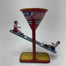 Rare Vintage 1950  s J. Chein Tin Litho See Saw Busy Mike Beach Sand Toy -T31