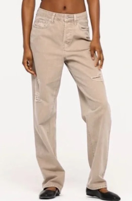 NEW Wild Fable Women's Distressed High Rise Straight Light Tan Jeans Size 8