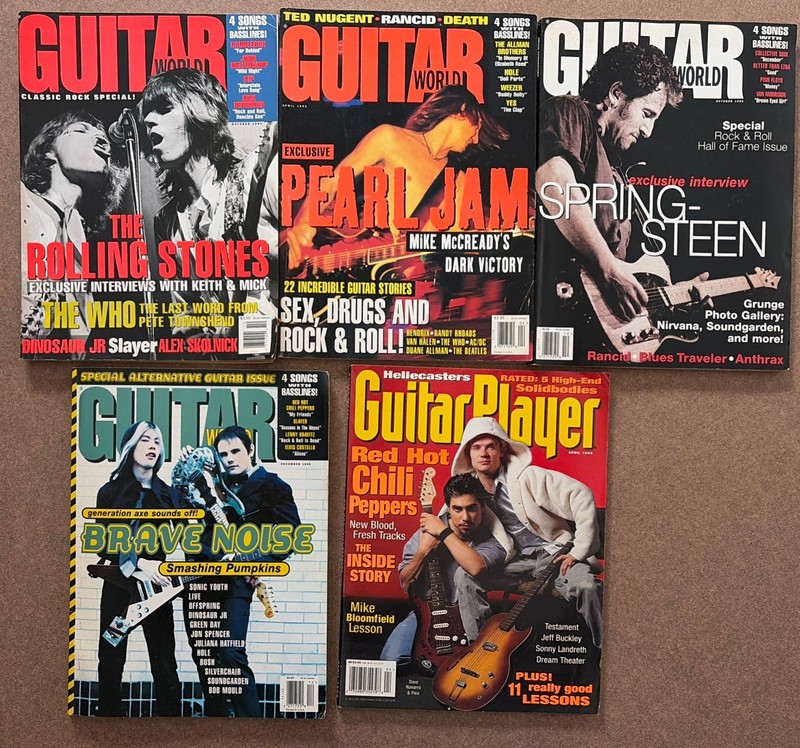 Vintage Guitar World Magazine Lot, 4 Issues, 10/94, 4/95, 10/95, 12/95 + another