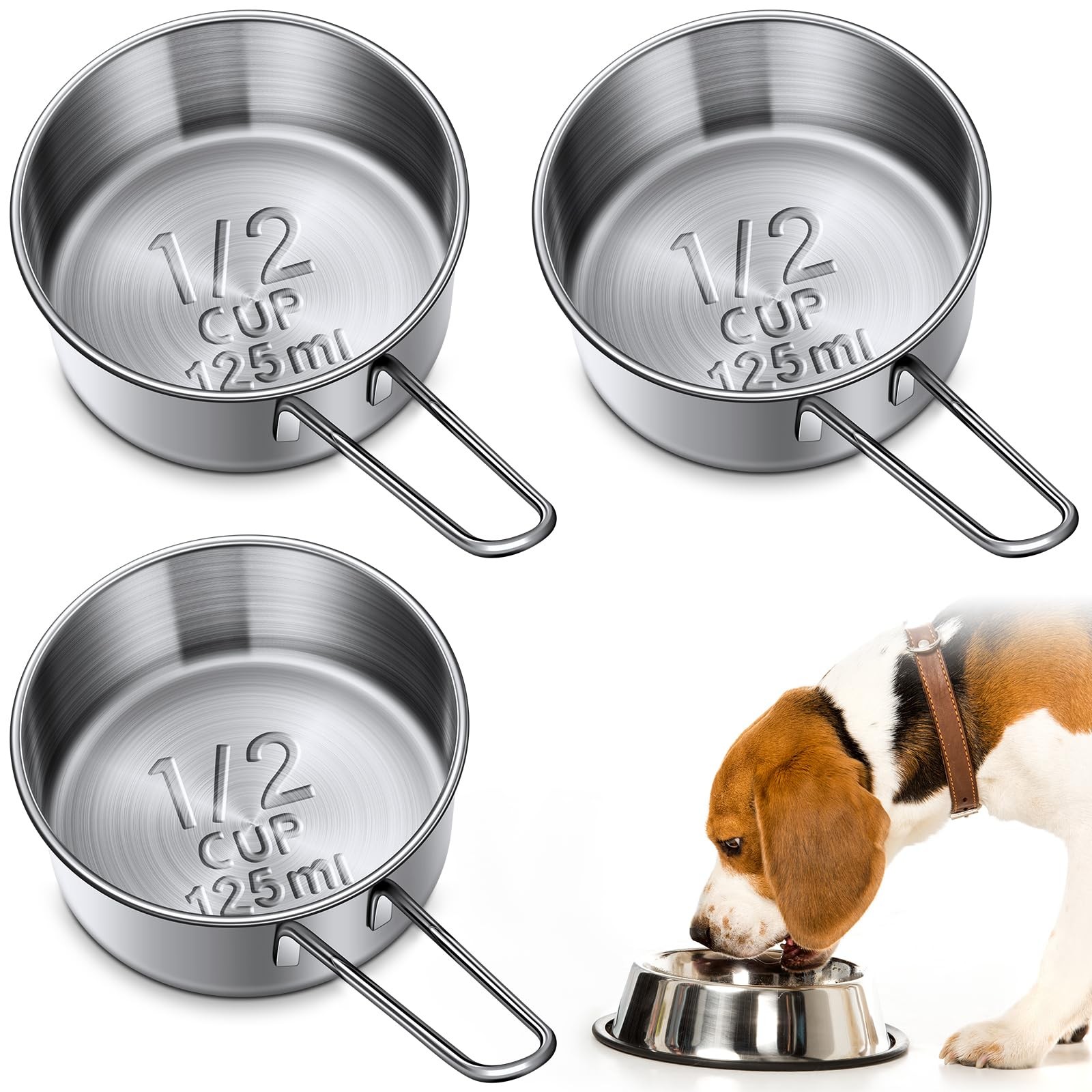 Measuring Cup Stainless Steel 1/2 Feeding Scoop Measu...