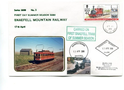 Isle of Man 2000 First Day Snaefell mountain railway cover