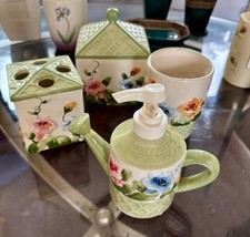 Ceramic Floral Bathroom Accessory Set