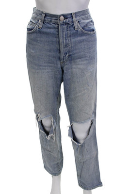 Amo Women Boyfriend Cropped Blue Jeans Size 25
