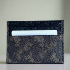 Coach Slim Card Case 4910 Brown Truffle Signature Canvas Leather Orig Pkg