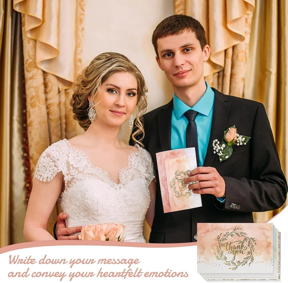 Акварельные благодарственные открытки упаковка 24 шт. с 24 конвертами 24 наклейки 6 дизайнов идут... - Изображение 3 из 4