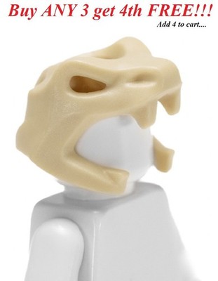  NEW LEGO Minifigure Minifig Headgear Head Cover TAN Snake Skull Helmet