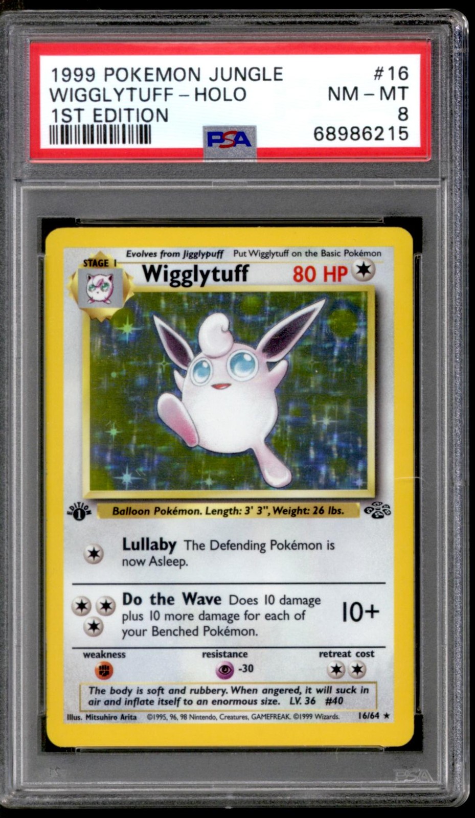 Pokemon Jungle 1st Edition Wigglytuff 16/64 PSA 8