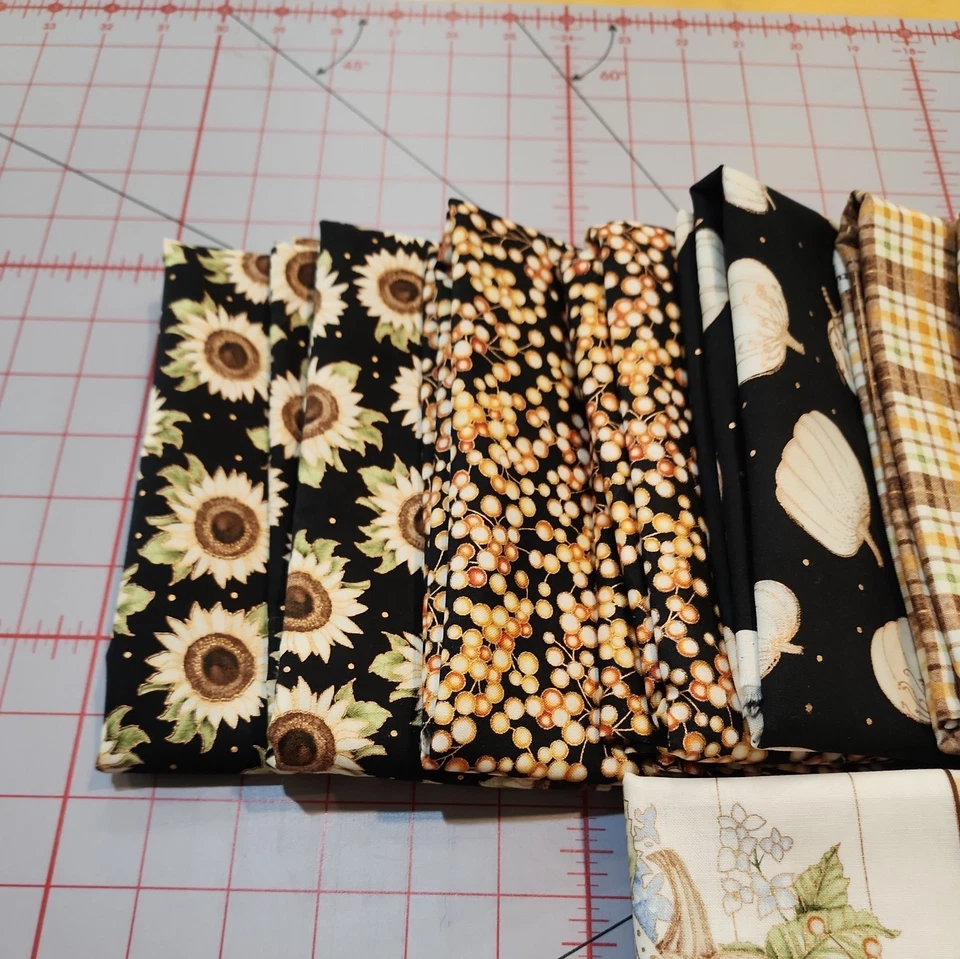 Tela de algodón acolchada, elegancia otoñal 14 restos de extremo de perno 8 yardas 15" Foto 2 de 4