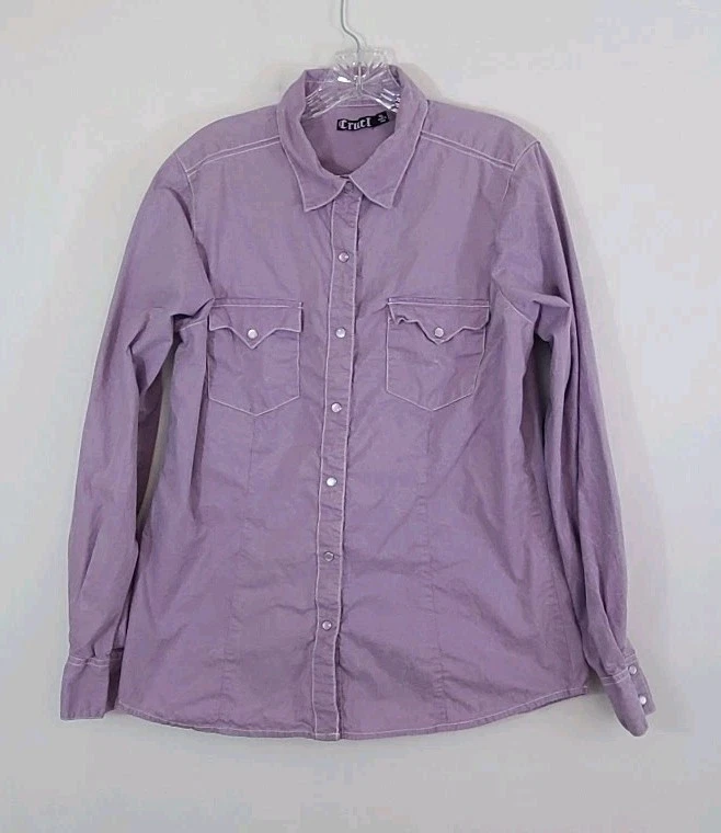 Chemise Femme Cruel Girl Rayée Bleu Marine - Taille L - Style Western Rodéo