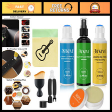 Guitar Cleaning Kit - 8-Piece Care Set with Sponge Applicator, Fretboard Oil, Po