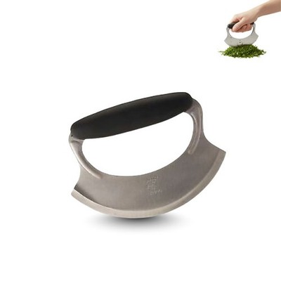 Amco Mezzaluna Salad Chopper with Silicone Handle & Stainless Steel Blade - 4.9''