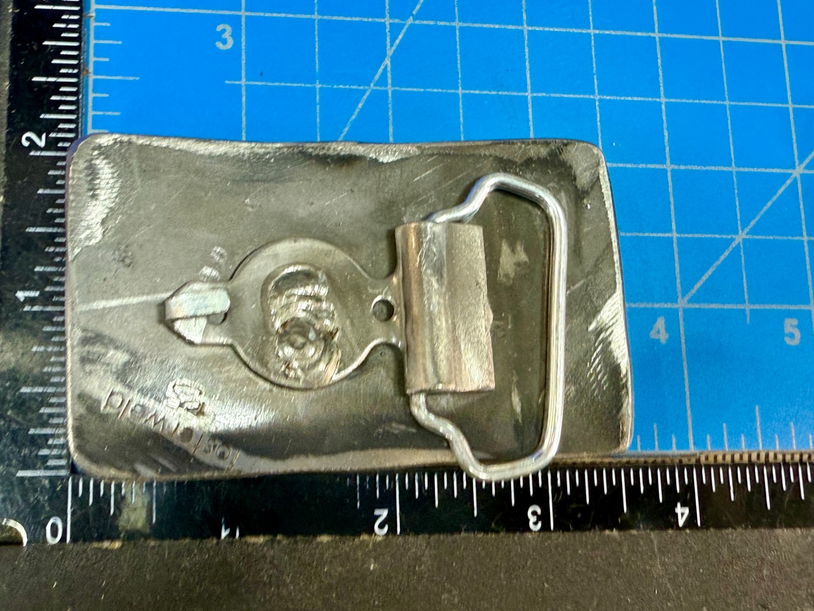 Rectangular Blue Metal with Two Silver Welded Bel… - image 5