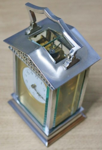 Rare Antique French 8 Day Silvered Architectural Design Timepiece Carriage Clock - Picture 12 of 24