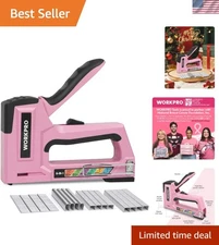 Pink Staple Gun, 6-in-1 Manual Brad Nailer with 4000-Pieces Staples for Fixin...