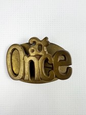 Vintage Brass "At Once" Paper Letter Mail Holder Spring Loaded Paper Clip Weight