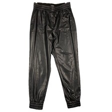 Express Black Faux Leather Pleather Joggers Womens S Stretch Pull On High Rise