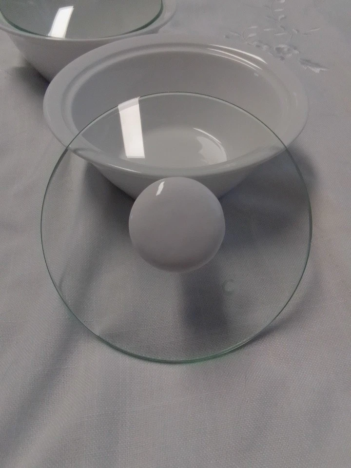 2 Arroceros Maxwell & Williams BLANCO BÁSICO con Tapa de Vidrio 14 cm Foto 4 de 4