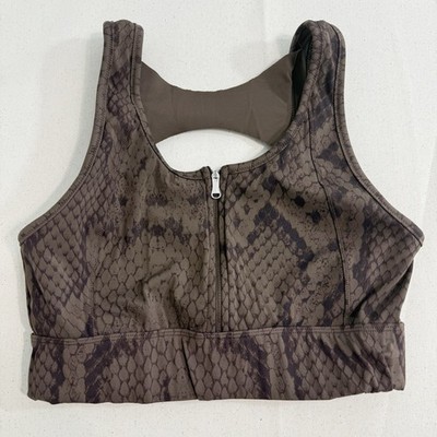 Varley Fay Sports Bra Top Back Cut Out Snake Python Print Medium