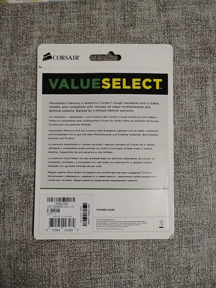 Corsair DDR1 1GB Value Select RAM Memory VS1GB400C3, brand new - Image 2 of 3