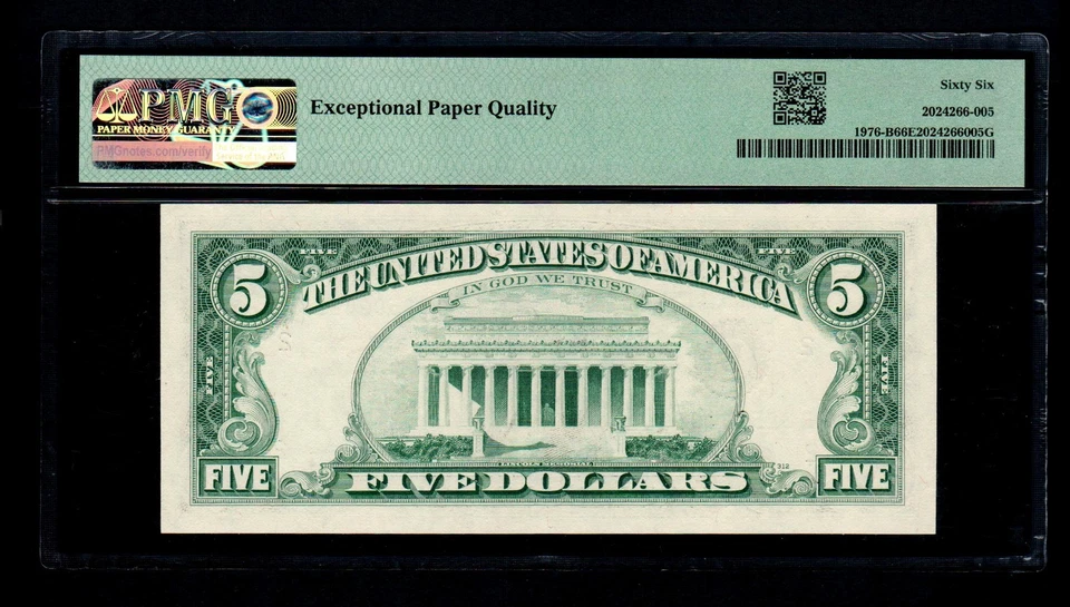 1981 $5 Federal Reserve Note New York PMG GEM UNC 66 EPQ - Image 2 of 2