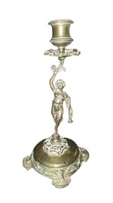 Antico Candelabro Scultura Bronzo  Portacandela Soprammobile 