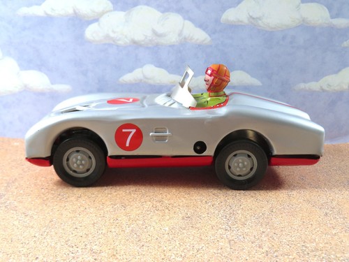 Schylling Replica Windup Tin Toy Racer Sports Car Silver NO KEY 6.25 Inch 2009