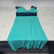 Rare Prada Turquoise/Navy Colorblock Sleeveless Strappy Knee Dress Size M Ripped