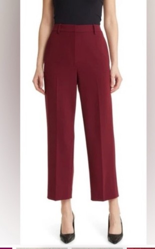 New $245 Theory HW Straight Pants Admiral Crepe in Burgundy Size 12
