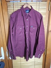 Vintage Wrangler Brushpopper Purple Canvas Pearl Snap Western Shirt Men's XL
